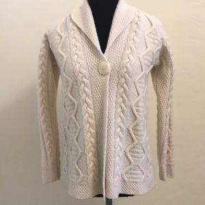 Thick Cable Cardigan Merino Wool Sweater